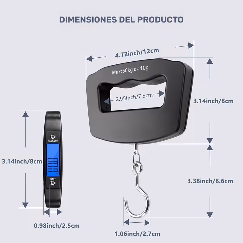 Imagen 1 de Báscula Digital Colgante Portátil 50 kg / 110 lb con Pantalla LCD y Gancho de Alta Resistencia