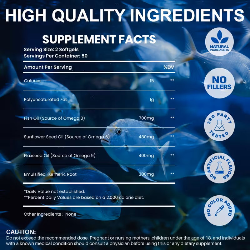 Imagen 2 de COLD MOUNT Omega 3-6-9 1780 mg – Mezcla de Aceites Naturales y Cúrcuma (100 cápsulas)