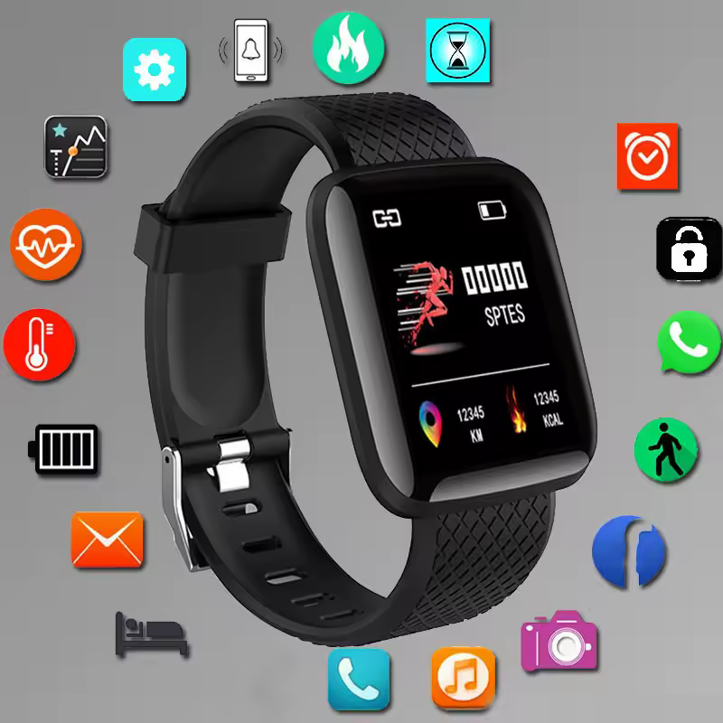 Imagen 1 de Smartwatch Unisex para Android y iOS – Monitor de Actividad, Pulsera Deportiva con Múltiples Modos, Notificaciones y Carga Directa USB - Negro
