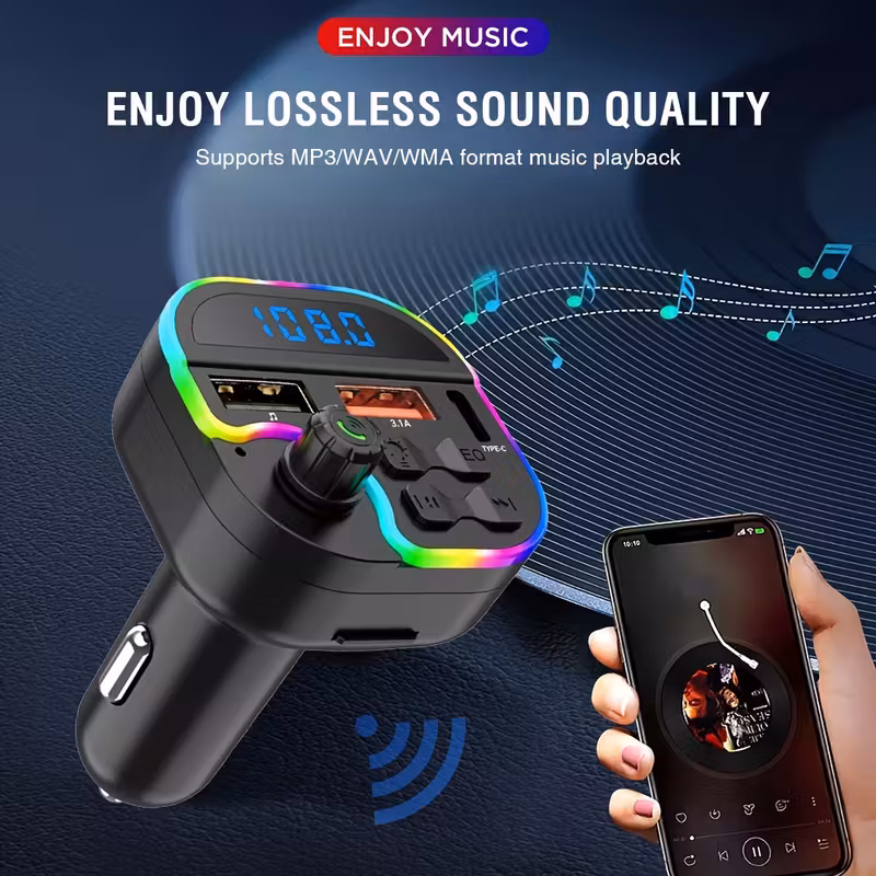 Imagen 2 de Transmisor FM Bluetooth M53 para coche con doble USB y puerto Tipo-C
