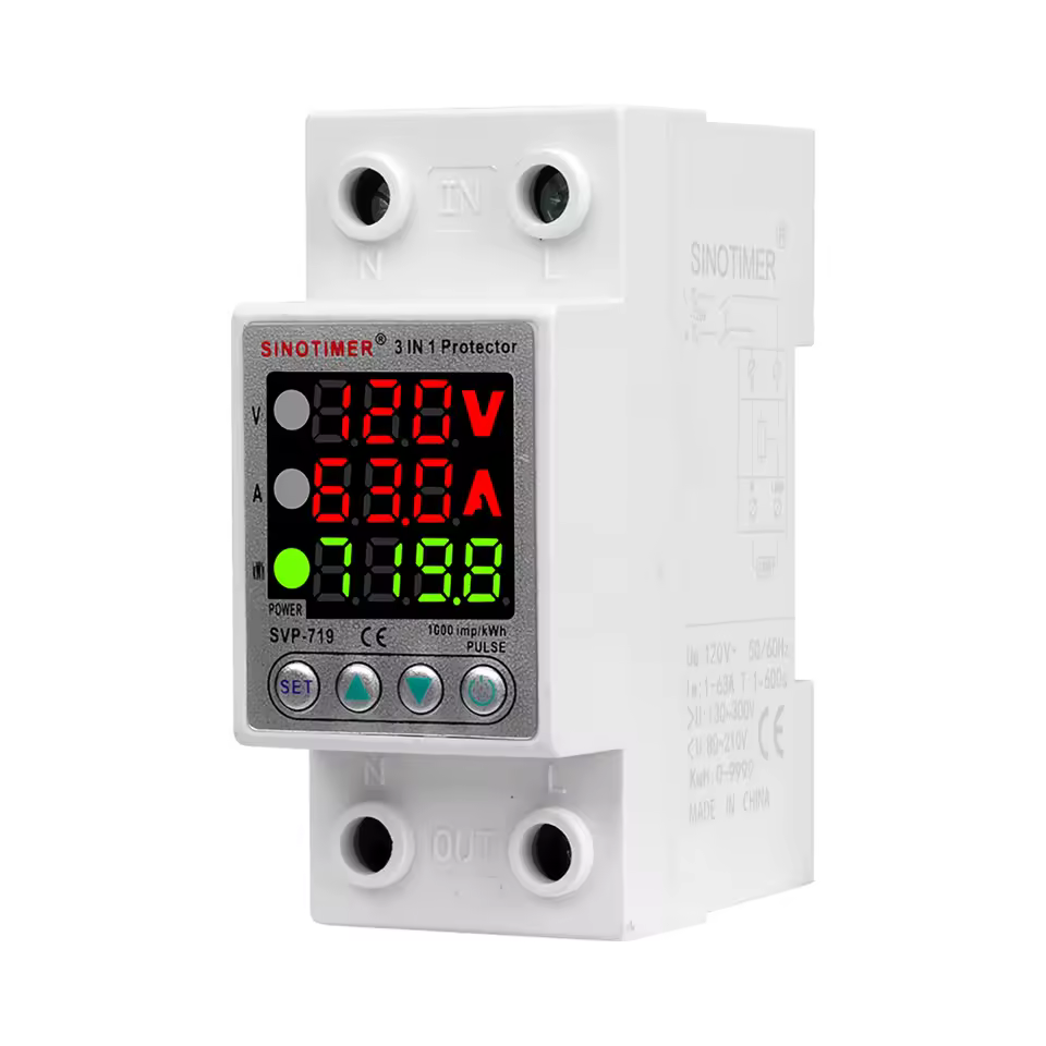 Imagen 2 de Protector de Voltaje y Corriente DIN Rail 110-120V 40A con Medidor de Consumo