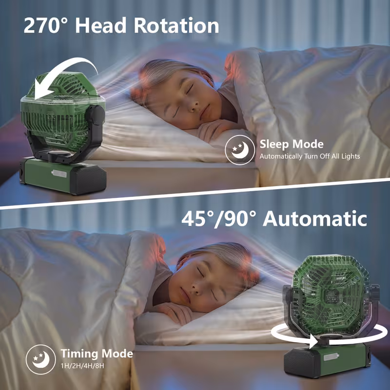 Imagen 4 de Ventilador Portátil Recargable con Linterna LED 24000mAh | 4 Velocidades