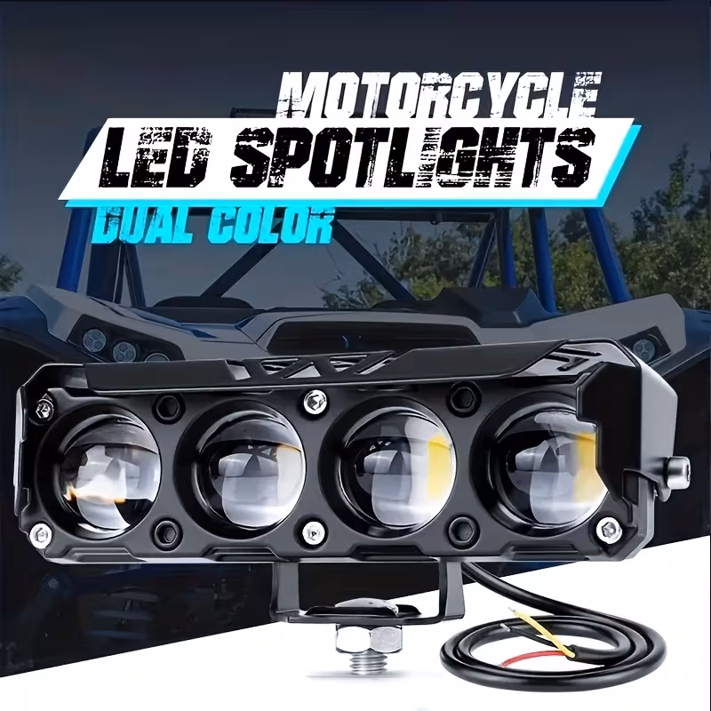Imagen 2 de Neblineros LED Bicolor para Moto y Auto – Luz Blanca y Ámbar, Alta Potencia 3000 lm, Bajo Consumo