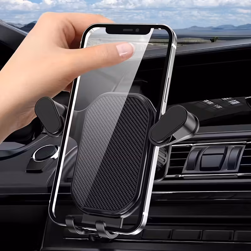 Imagen 1 de Soporte de Teléfono para Coche con Clip de Ventilación, Ajustable y Universal para Dispositivos Móviles - Negro