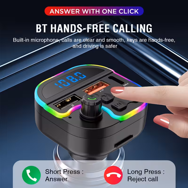 Imagen 3 de Transmisor FM Bluetooth M53 para coche con doble USB y puerto Tipo-C